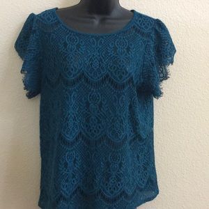 5/$25 Lace teal blouse